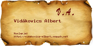 Vidákovics Albert névjegykártya