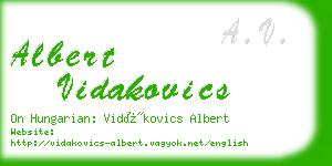 albert vidakovics business card